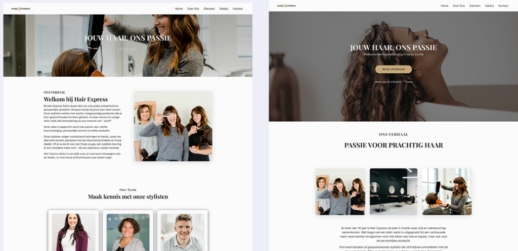 Hair salon website images