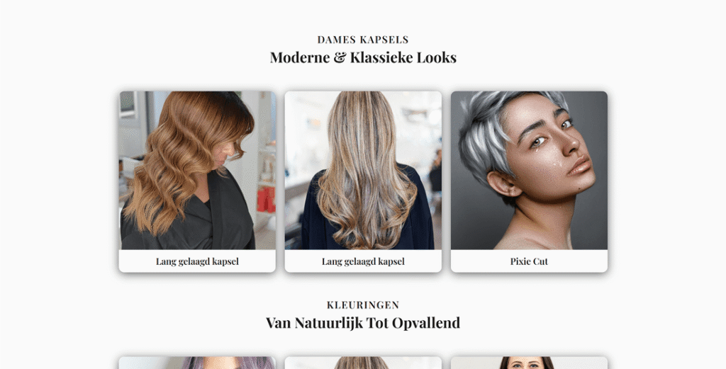 salon website laten maken gallerij pagina