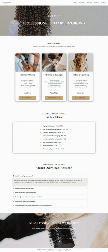 freelance webdesigner portfolio hairsalon project image